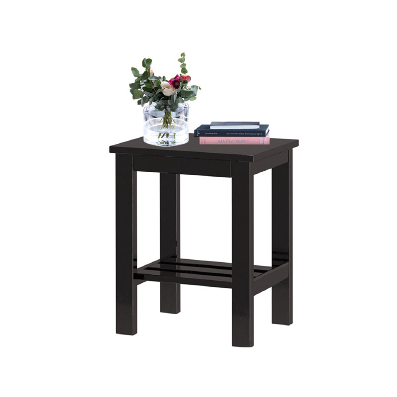 Mediouna 40cm W Solid + Manufactured Wood Bedside Table, Black