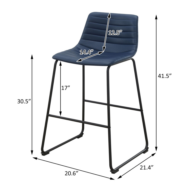 Chaise de bar en similicuir (ensemble de 2), Bleu