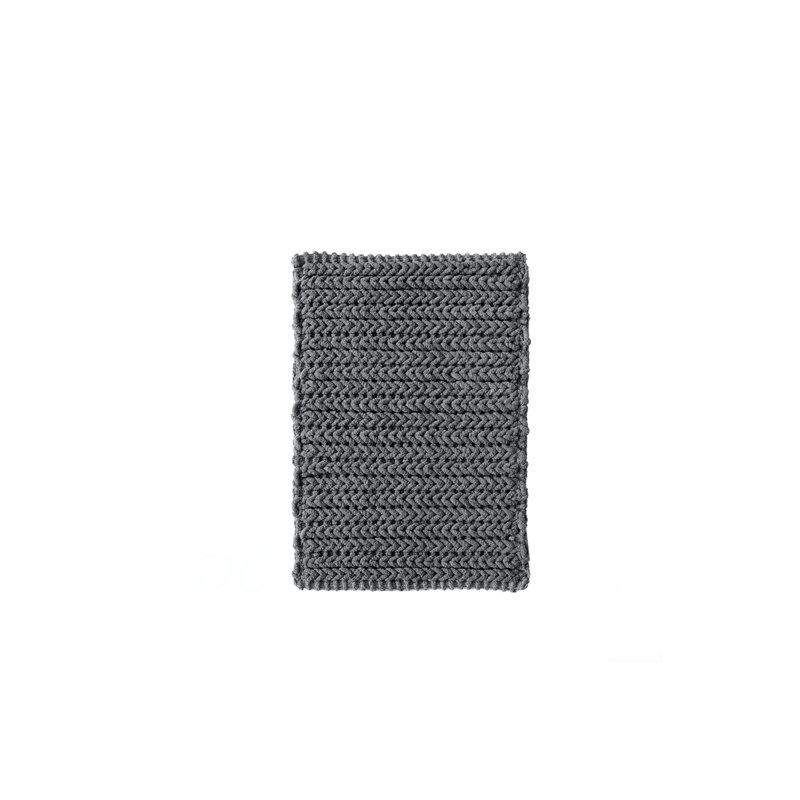 100% Cotton Chenille Chain Stitch Rug, Rectangle 1'5" x 2', Charcoal