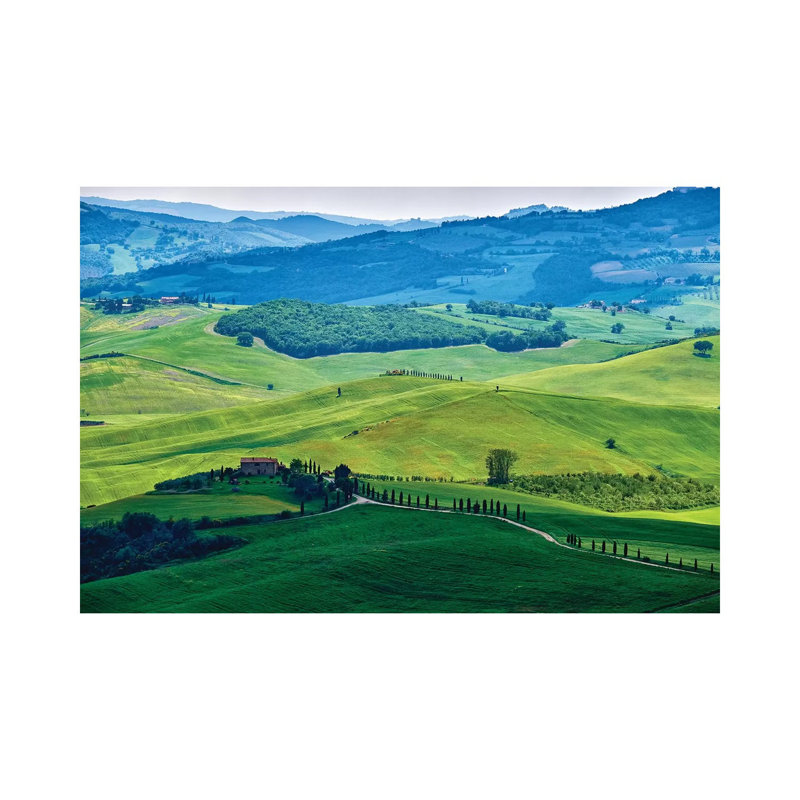 Rolling Hills With Farms, Val D'Orcia, Tuscany, Italy by George Oze - Wrapped Canvas Print, 20.32 cm H x 30.48 cm W