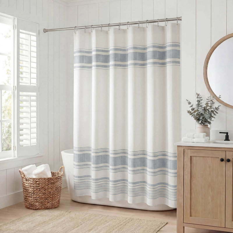 Rideau de douche Morgan Farmhouse, White/Blue
