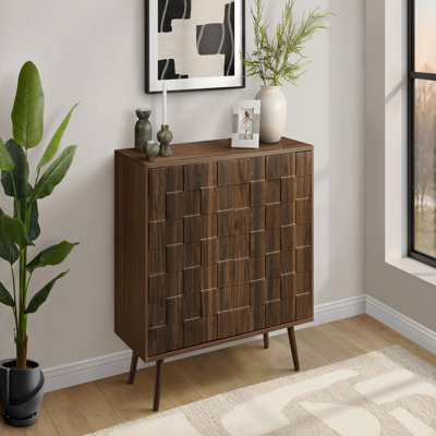 Armoire de rangement décorative en noyer foncé 36 po Mid-Century