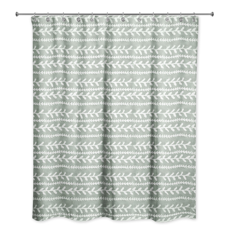 Rideau de douche simple à motif floral Trimont, Sauge