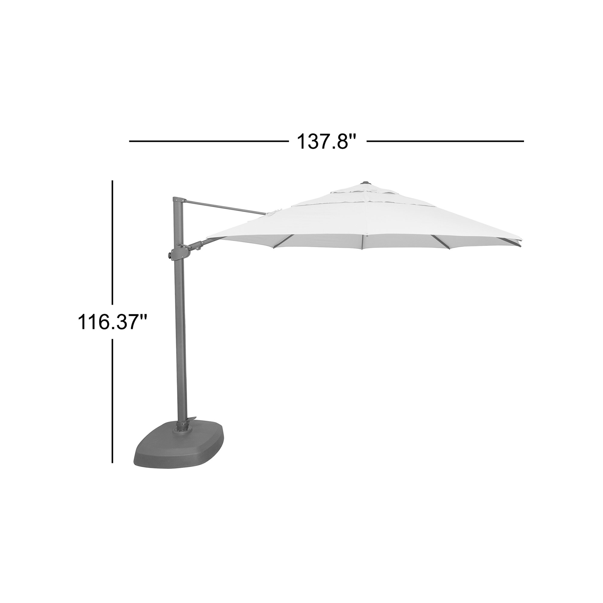 12.3' Cantilever Sunbrella® Umbrella, Black, Canvas Charcoal Sunbrella® Canvas