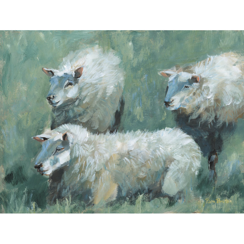 Moutons au soleil, H 8 po x l 12 po x P 1,25 po
