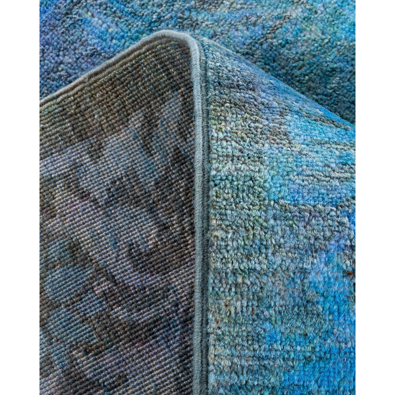 Tapis bleu / gris Overdyed One-of-a-Kind 4 pi 2 po x 6 pi 3 po