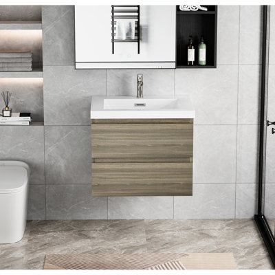 Meuble-lavabo de 30 po avec lavabo, compartiment de tiroir, comptoir en résine, tiroirs à fermeture facile, gris cendré mis en valeur en chinois, armoire à titre de titre à ne pas utiliser, forme à fermeture en douceur