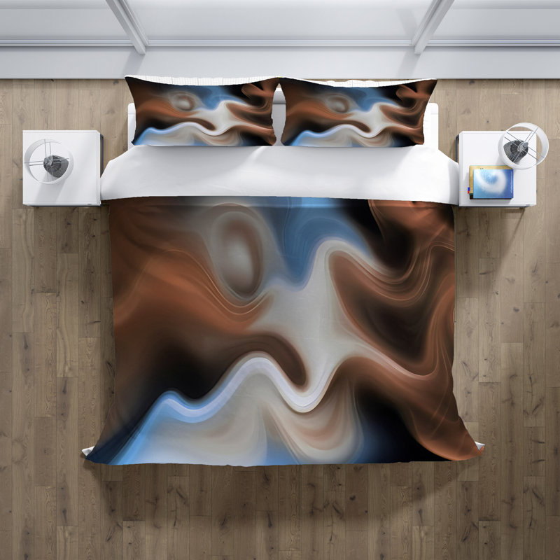 Polyester Abstract Duvet Cover, King Duvet Cover + 2 King Shams