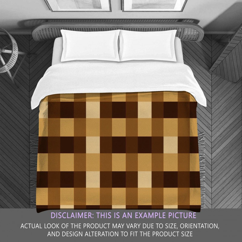 Gingham Comforter, Brown/Gold, King Comforter