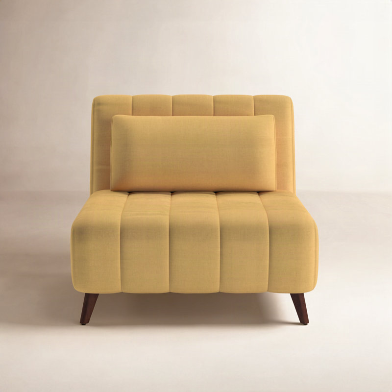 Elledge Twin 40.556'' Upholstered Convertible Sofa, Mustard