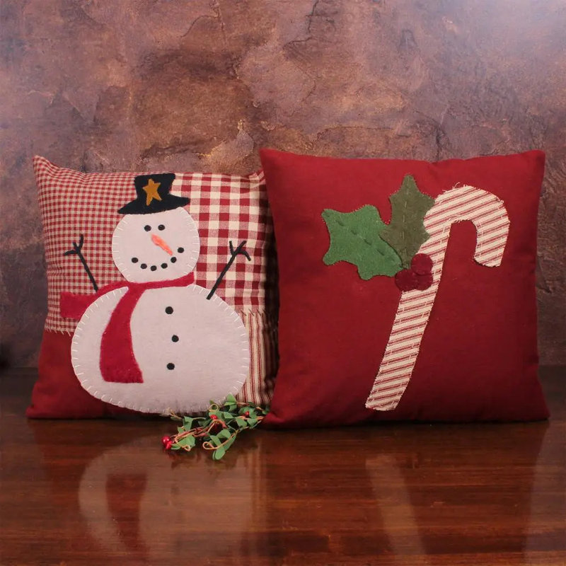 C Ticking Candycane Pillow 14"