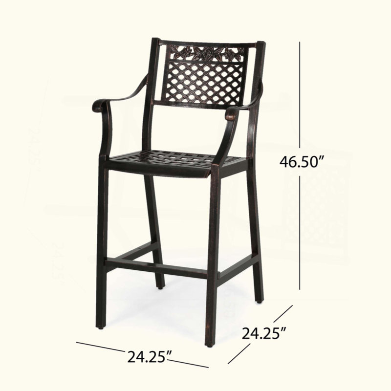 Ensemble de 2 tabourets de bar d'extérieur en fonte d'aluminium