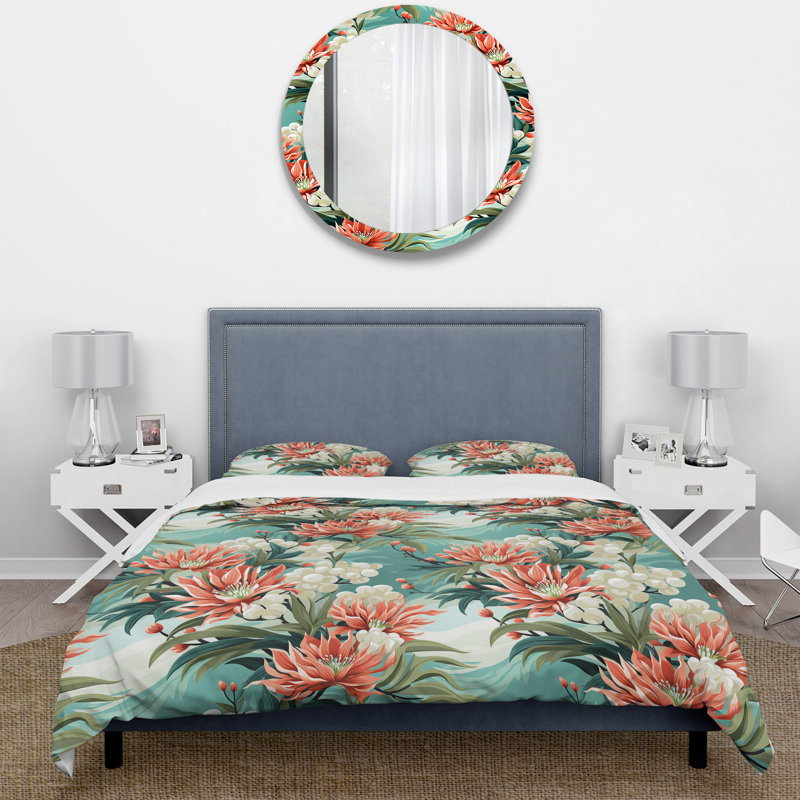 Ensemble de housse de couette Tropical - Tropical Coastal Escape, Housse de couette pour très grand lit et 2 très