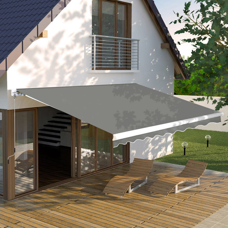Auvent de terrasse à inclinaison manuelle, Gris, H 6 po x l 141,7 po x P 118,1 po