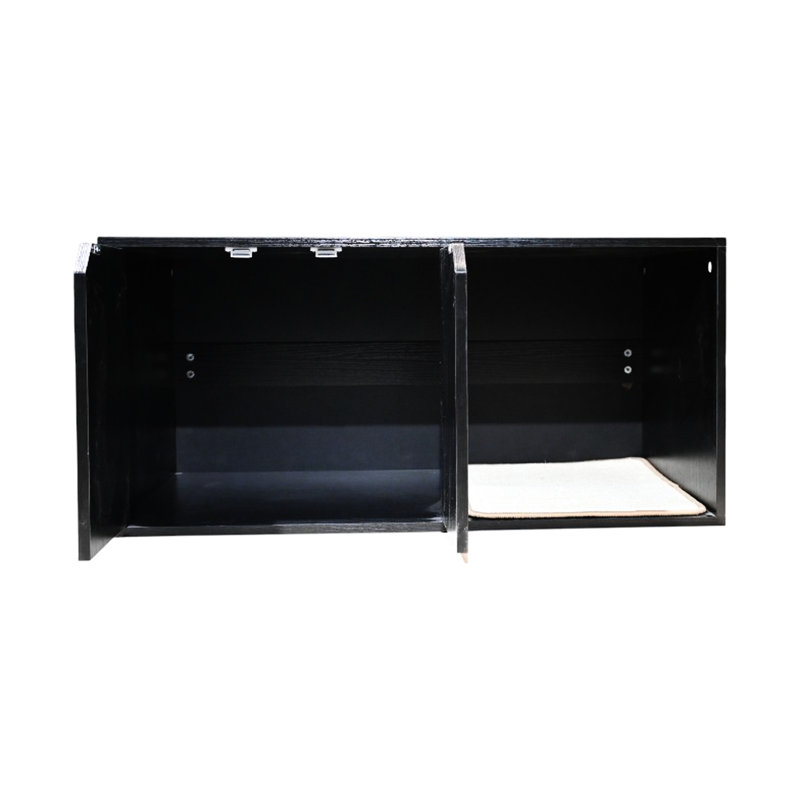Meuble de rangement pour chat 34,97 ", maison noire avec bloc-notes, 20,89" x 17,51 ", 52 livres, panneau arrière pour enceinte, large, 17,51" de hauteur, chats confortables