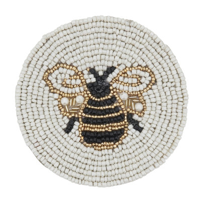 Sous-verres Beaded Bee (ensemble de 4) - Sous-verres décoratifs brodés pour table basse, table de salle à manger et utilisation quotidienne