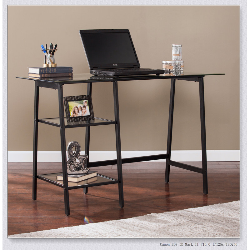 Bureau noir en métal / verre Avery