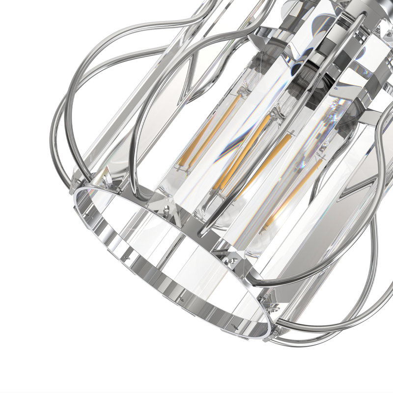 7'' (H) Crystal Semi-Flush Mount Ceiling Lighting Fixture Mini Chandelier, Chrome
