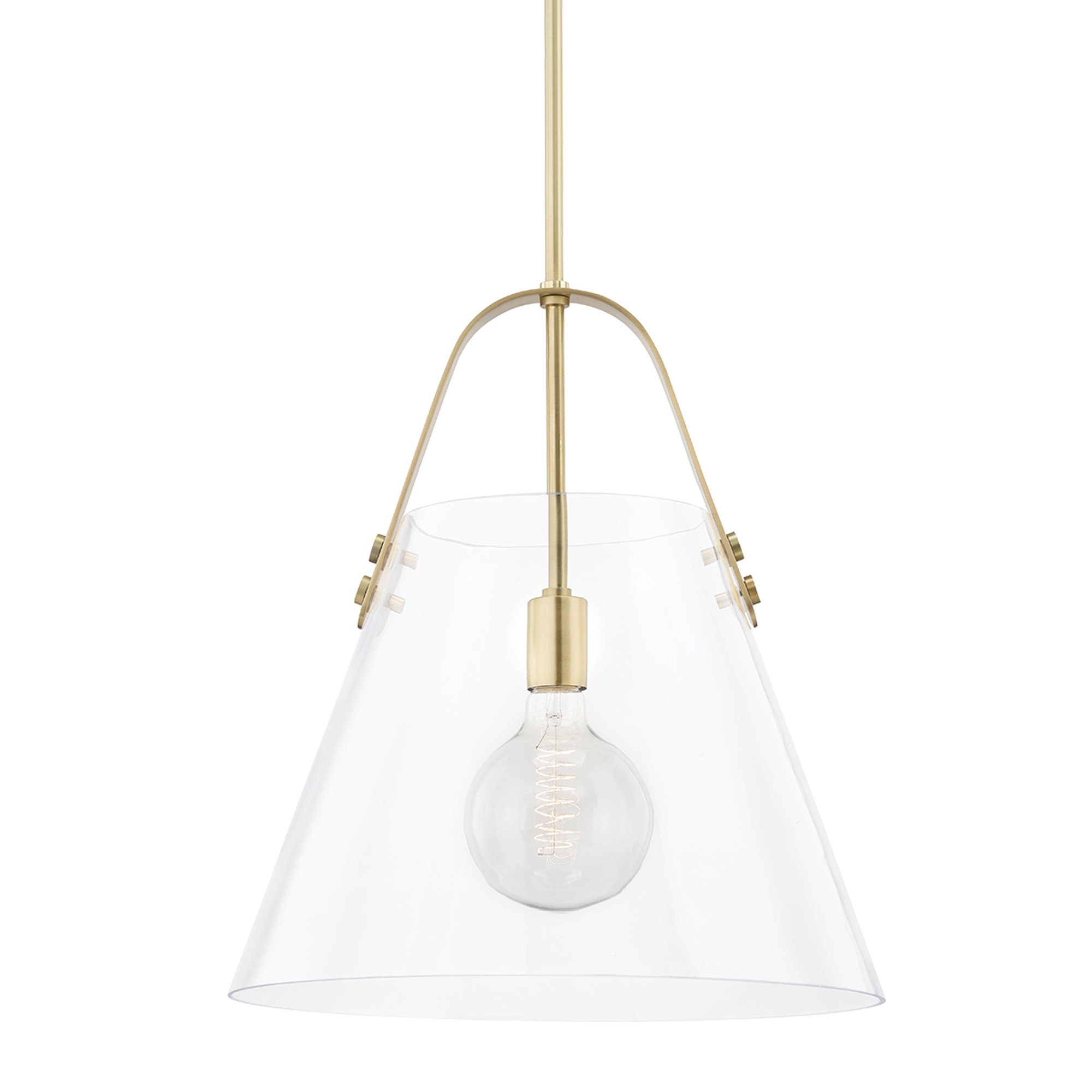 Ahava Single Light Glass Pendant, Aged Brass