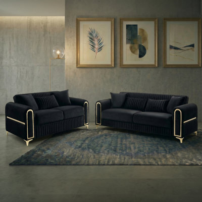 Duron 2PC Living Room Set Black