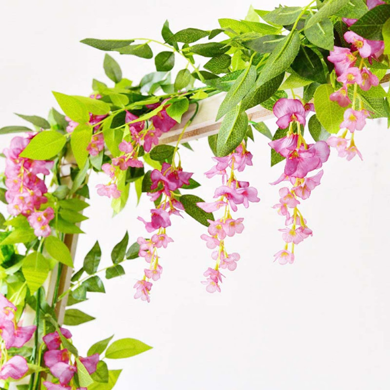 2pcs Lifelike Hanging Wisteria Flowers Garland, Pink