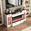 Moderne 55 po Meuble télé avec foyer blanc avec flammes à DEL de 12 couleurs, télécommande, chaleur réglable et éclairage d'armoire RVB