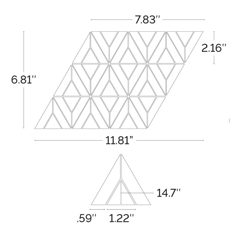 Monroe Triangle Calacatta And Mosaic Tile, Beige/White