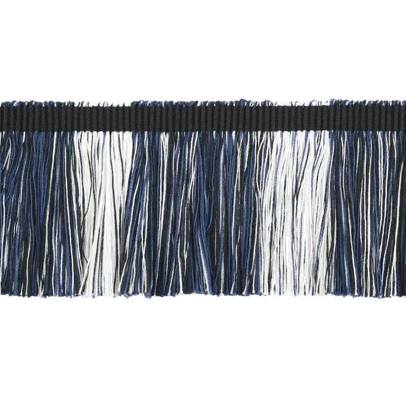 Schumacher x Stephanie Seal Brown Calcada Fringe, Blue/ Dark Blue