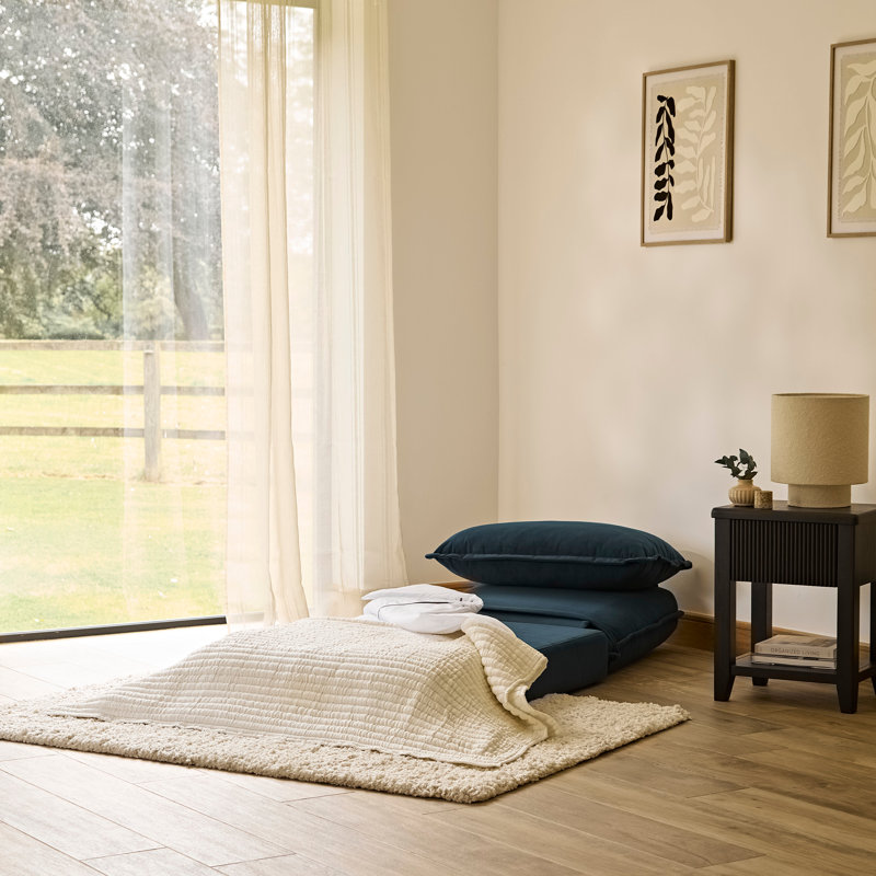 2 Seater Sofa Bed - Boucle, Single, Blue