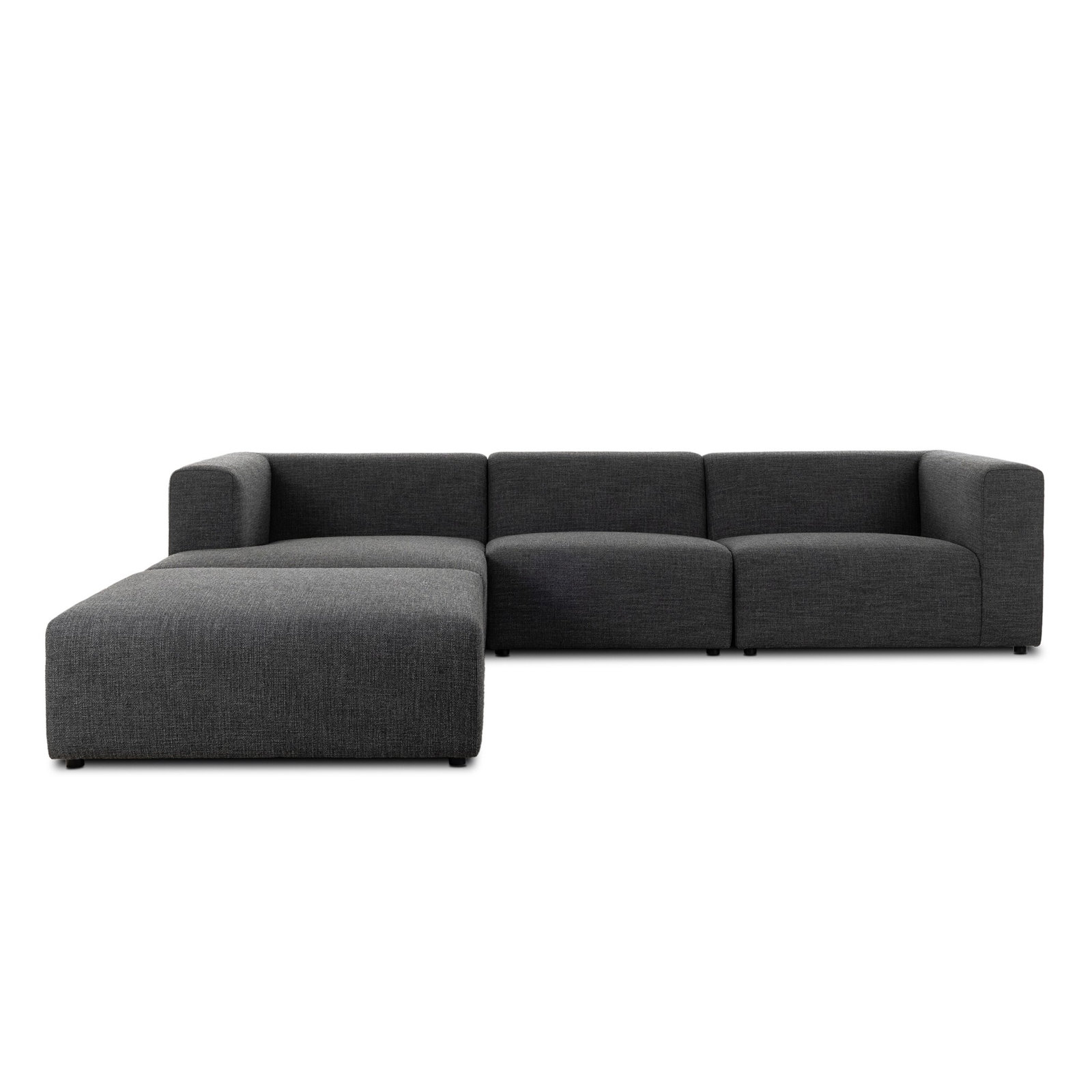Sloan 3PC Sectional W/ Ottoman, Left Hand Facing, Saxon Charcoal Polyester Blend