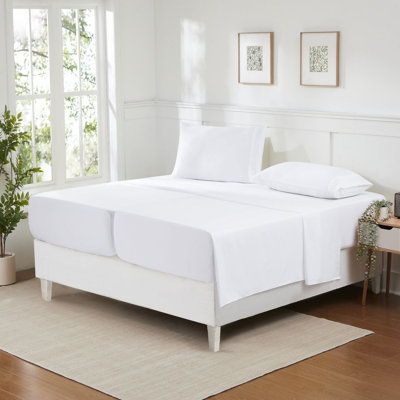 Split & Adjustable King Ultra Soft Double Brushed Microfiber Sheet Sets - Split King, White
