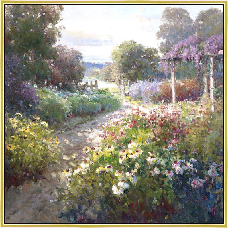 Path Through The Wisteria Garden Print, 26" H x 26" W, Gold