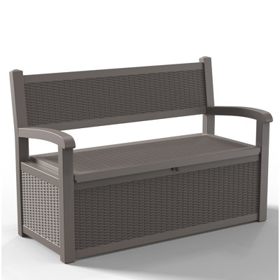 75 Gal Resin Rattan Lockable Outdoor Storage Bench For Patio, Garden, Porch - Weather-Resistant, Uv-Protected, Hidden Storage