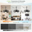 Ventilateur de plafond noir 19,7 po avec éclairage DEL, ventilateur réversible à 6 vitesses pour porche de patio et pièces intérieures