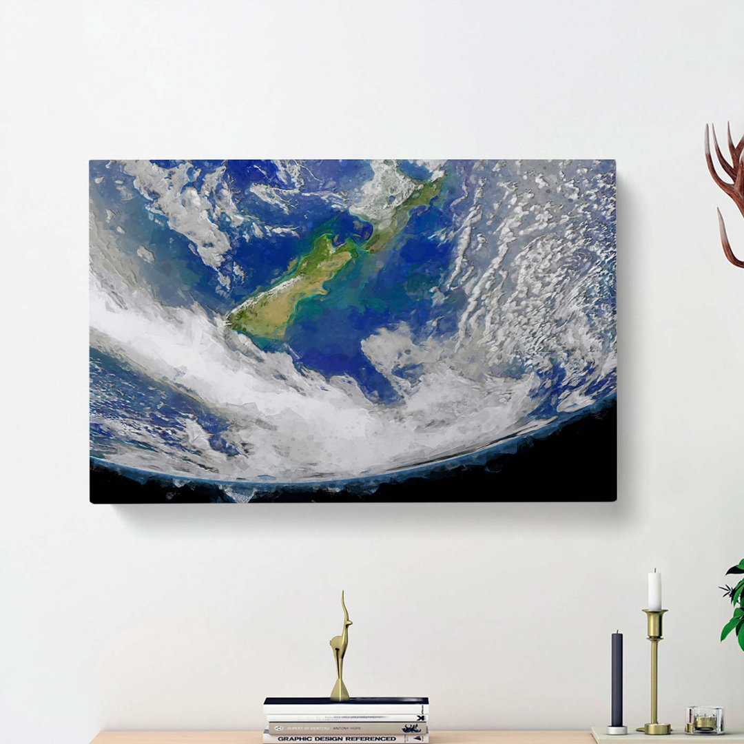 Curve of Planet Earth in Abstract - Wrapped Canvas
