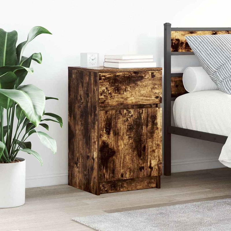 Bedside Cabinet 39X35x65 Cm Engineered Wood, Smoked Oak