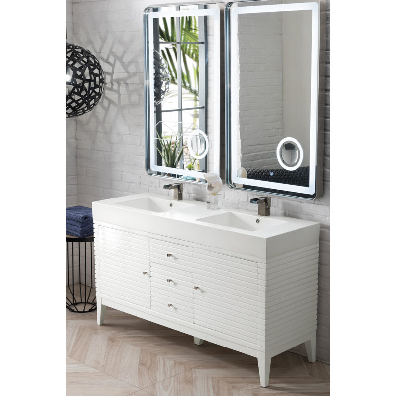 Linear 60'' W Double Vanity, Glossy White, Glossy White