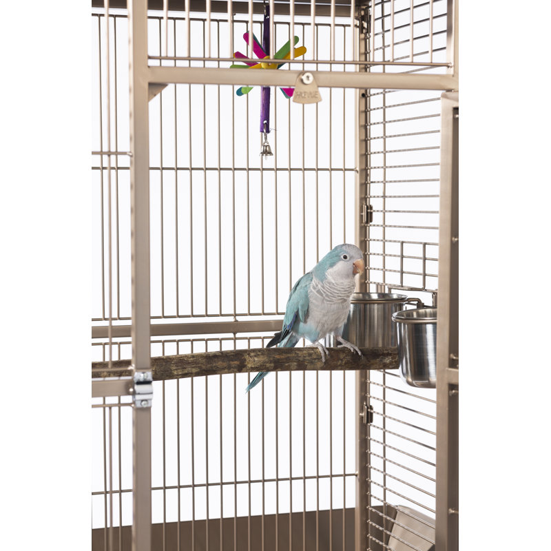 Elegant Coco and Cream Pagoda Bird Cage with Wheels