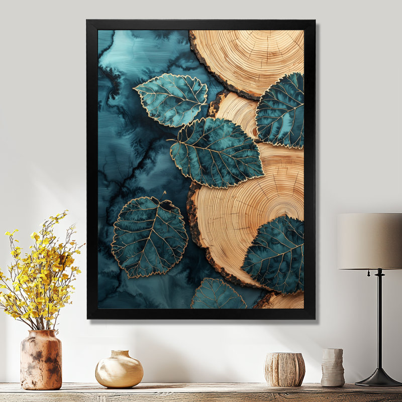 Agate, rivière des feuilles, glissade sur bois III - décoration murale florale, H 20 po x l 12 po, Noir