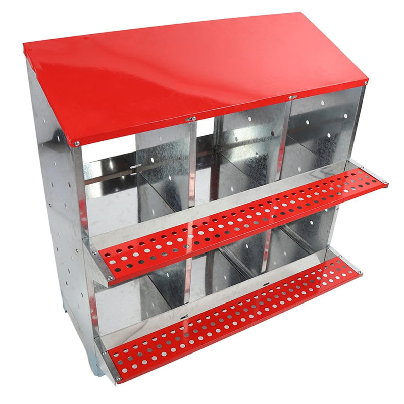 6 boîtes de nidification de poulet à 6 trous, boîtes de nidification murales en métal pour poulets, boîtes de ponte, poulailler de collection