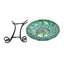  Solar Glass Turquoise Peacock Feathers Bird Bath with Stand