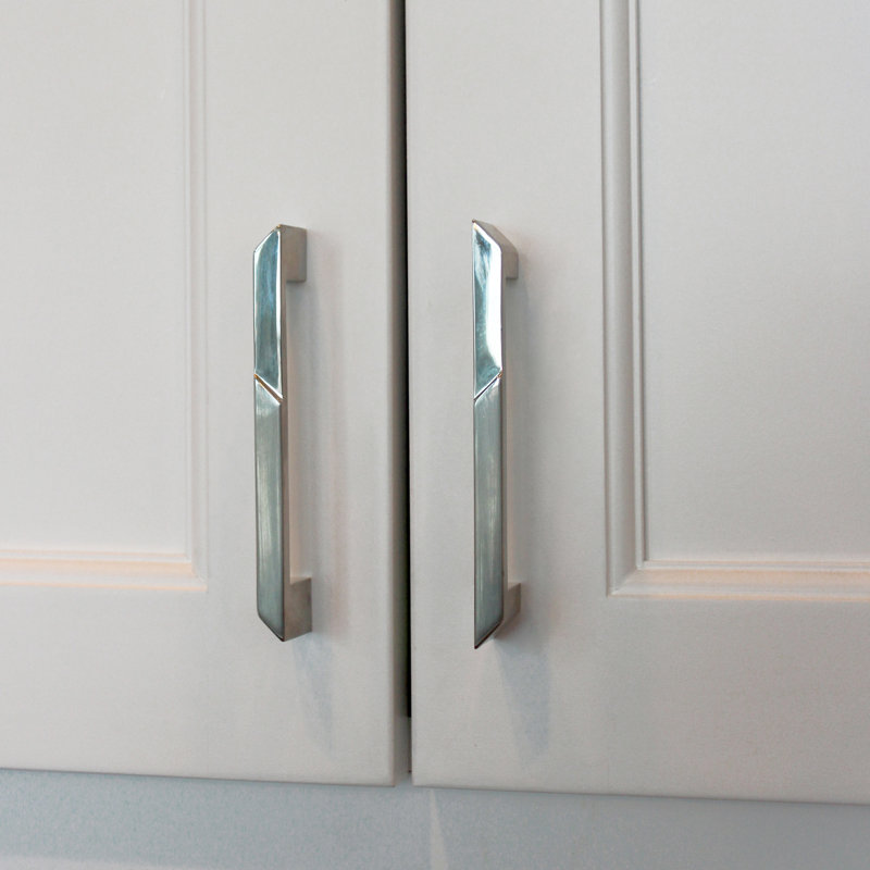 Pyramid Bar / Handle Pull, Solid Brass/Brushed Polished Nickel 