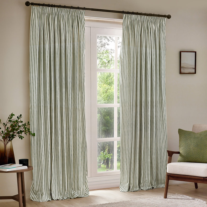 Hebden 100% Cotton Blackout Curtain Panel Pair, 229cm Width x 229cm Drop, Green