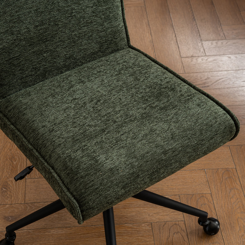 Chaise de bureau rembourrée pour , chaise de bureau pivotante en tissu chenille sans accoudoirs, chaise de travail réglable en hauteur