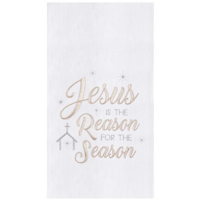 Serviette de cuisine en coton à broderies Jesus Is Reason