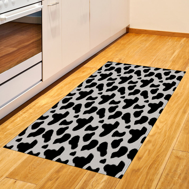 Tapis de vache à motif noir, Rectangle 2 pi 7 po x 5 pi