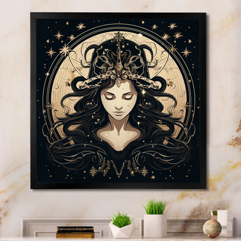 Astrologique Stargazer II, Cadre simple noir, H 24 po x l 24 po x P 1 po