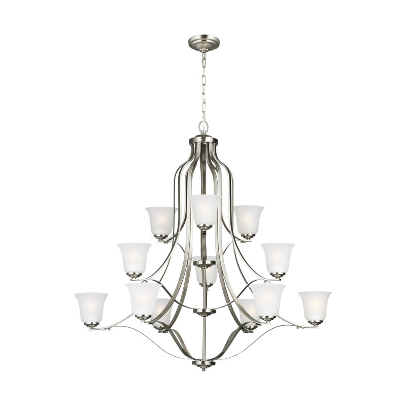 Emmons Twelve Light Chandelier from Generation Lighting , Brushed Nickel, Not Energy Star, No