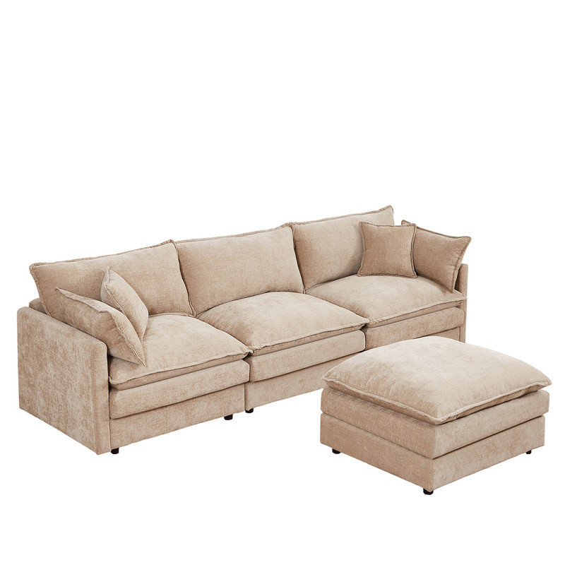 Comfy Modular Sectional Sofa L-Shaped Cloud Couch with Ottoman