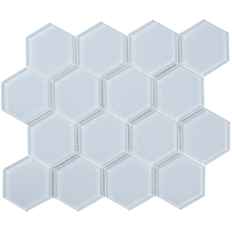 3" Beehive 10.25in.x11.75in. Glass Mosaic Tile, Caribbean Blue Gloss
